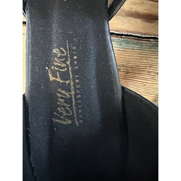 Very Fine Womens Black Dance Shoes Size 7.5 With Adjustable Strap & Kitten Heel - Picture 3 of 9